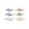 Bild von Umweltfreundlich Messing Steckverbinder Charms Anhänger Oval Echtgold plattiert Bunt Strass 10mm x 4mm