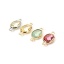 Image de 5 Pcs Connecteurs Pendentifs Breloques en Laiton Respectueux de la Nature Ovale Plaqué Or Véritable à Strass Coloré 14mm x 7mm