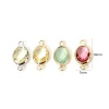 Picture of Eco-friendly Brass Connectors Charms Pendants Oval Real Gold Plated Multicolor Rhinestone 14mm x 7mm
