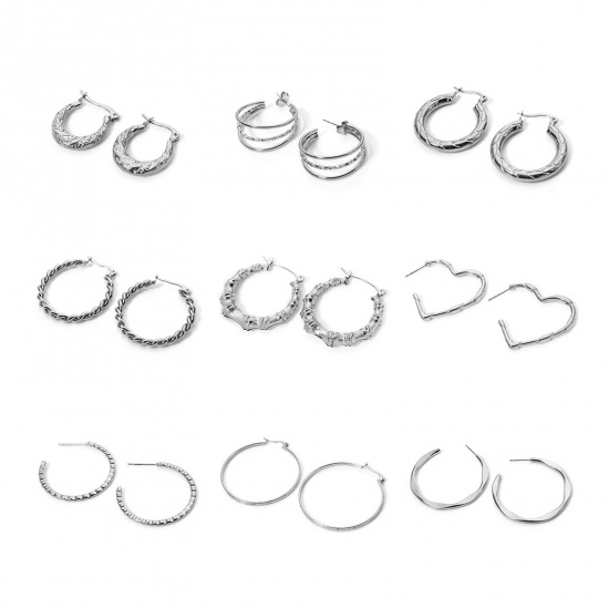 Picture of Exquisite Simple Silver Tone 304 Stainless Steel Hoop Earrings For Women