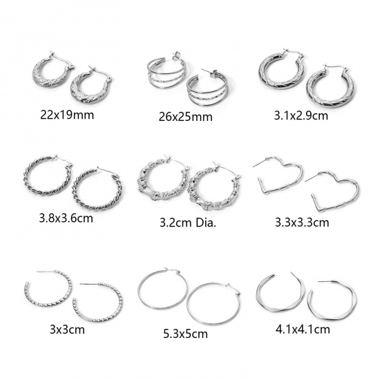 Picture of Exquisite Simple Silver Tone 304 Stainless Steel Hoop Earrings For Women