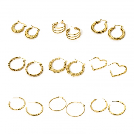 1 Pair Eco-friendly PVD Vacuum Plating 18K Gold Plated 304 Stainless Steel C Shaped Hoop Earrings