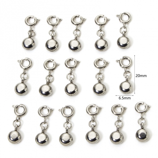 Picture of 304 Stainless Steel Birthstone Charms Silver Tone Round 20mm x 6.5mm