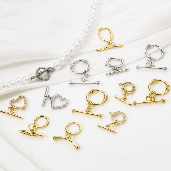 Bild von 2 Sets Brass Toggle Clasps Round Heart Multicolor