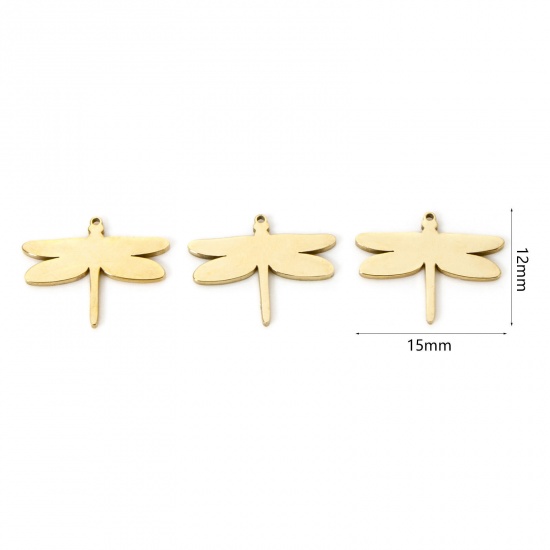 Bild von Umweltfreundliche PVD-Vakuumbeschichtung 304 Edelstahl Insekt Charms Schmetterling 14K Echtgold plattiert Bunt Emaille 15mm x 12mm