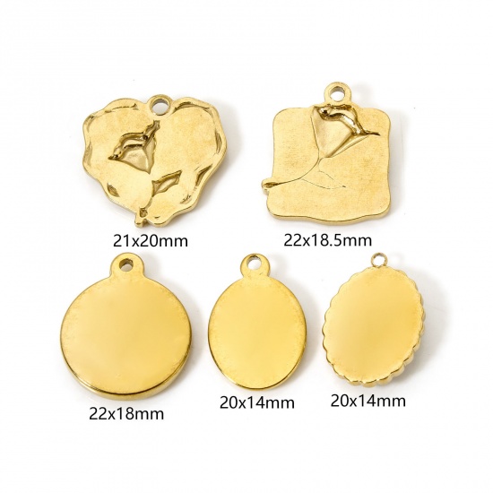 Picture of Eco-friendly PVD Vacuum Plating 304 Stainless Steel Charms 18K Real Gold Plated White Round Rose Flower Enamel