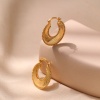 1 Pair Eco-friendly Stylish Ins Style 18K Real Gold Plated Brass Texture Ear Post Stud Earrings の画像