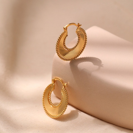 Imagen de 1 Pair Eco-friendly Stylish Ins Style 18K Real Gold Plated Brass Texture Ear Post Stud Earrings