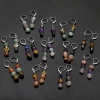 1 Pair 304 Stainless Steel & Gemstone Earrings Silver Tone Irregular 4.5cm x 0.7cm の画像