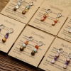 1 Pair 304 Stainless Steel & Gemstone Earrings Silver Tone Irregular 4.5cm x 0.7cm の画像