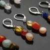 1 Pair 304 Stainless Steel & Gemstone Earrings Silver Tone Irregular 4.5cm x 0.7cm の画像