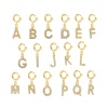 Image de 1 Pièce Breloque avec Fermoir Mousqueton en 304 Acier Inoxydable Revêtement sous Vide PVD Respectueux de l'Environnement Micro Pave Alphabet Majuscule Lettre Initiale Plaqué Or 18K Gravé Mots" A-Z " Avec Fermoir à Ressort 14mm x 10mm