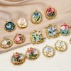 Imagen de 1 Unidad Recubrimiento al Vacío PVD Ecológico 304 Acero Inoxidable Estilo de Pintura al Óleo Colgantes Mariposa 18K Oro Real Chapado Multicolor Flor Esmalte