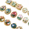 Imagen de 1 Unidad Recubrimiento al Vacío PVD Ecológico 304 Acero Inoxidable Estilo de Pintura al Óleo Colgantes Mariposa 18K Oro Real Chapado Multicolor Flor Esmalte