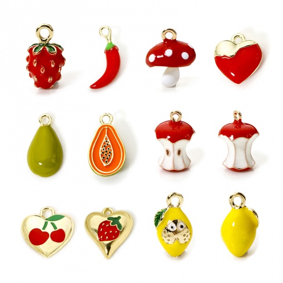 Picture of Brass Charms 18K Gold Plated Fruit Enamel