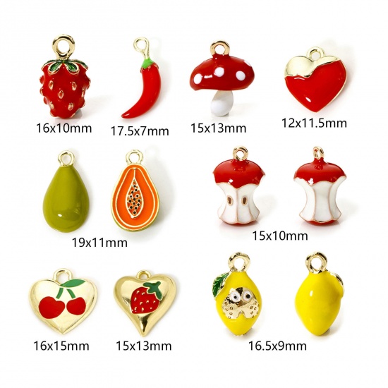 Picture of Brass Charms 18K Gold Plated Fruit Enamel