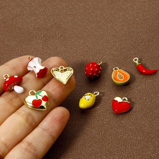 Picture of Brass Charms 18K Gold Plated Fruit Enamel