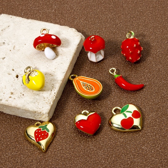 Picture of Brass Charms 18K Gold Plated Fruit Enamel