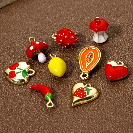 Picture of Brass Charms 18K Gold Plated Fruit Enamel