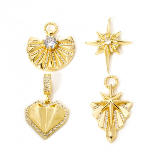 Imagen de 1 Unidad Respetuoso del Medio Ambiente Latón Galaxia Colgantes 18K Oro Real Chapado Micro Pave Claro Circón Artificial
