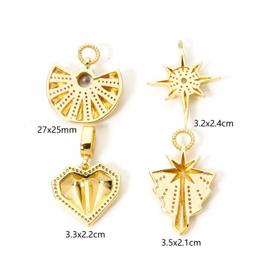 Imagen de 1 Unidad Respetuoso del Medio Ambiente Latón Galaxia Colgantes 18K Oro Real Chapado Micro Pave Claro Circón Artificial