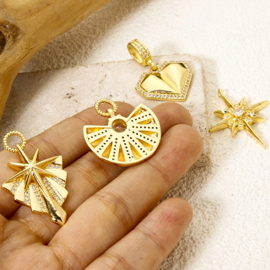 Imagen de 1 Unidad Respetuoso del Medio Ambiente Latón Galaxia Colgantes 18K Oro Real Chapado Micro Pave Claro Circón Artificial