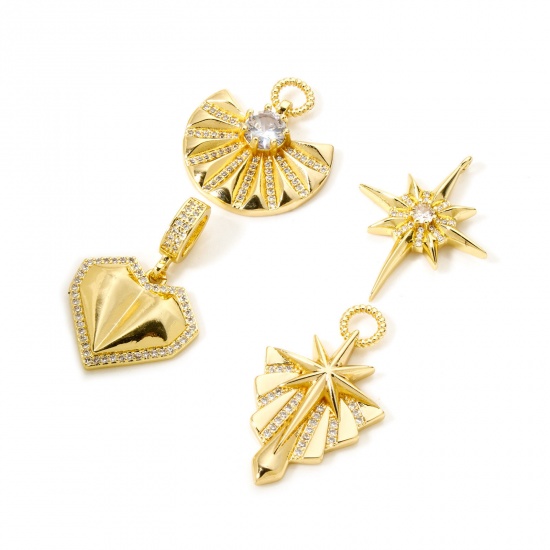 Imagen de 1 Unidad Respetuoso del Medio Ambiente Latón Galaxia Colgantes 18K Oro Real Chapado Micro Pave Claro Circón Artificial