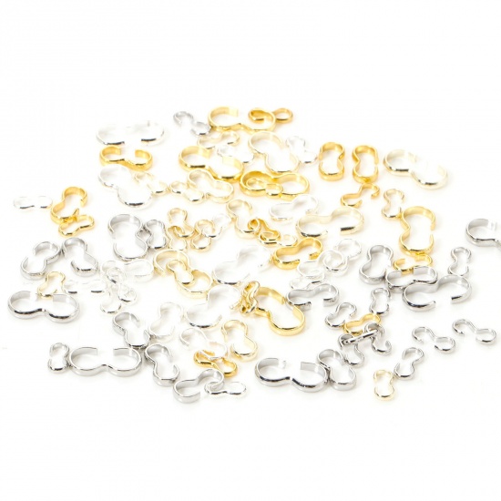 Picture of 50 PCs Eco-friendly Brass Connectors Clasp 3 shape For Bracelets/Necklaces Making DIY Jewelry Materials Real Gold Plated