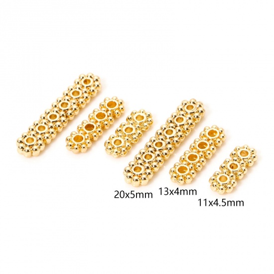 Image de 10 PCs Eco-friendly Brass Spacer Beads For DIY Bracelet Jewelry Making Findings 14K Real Gold Plated Strip Flower