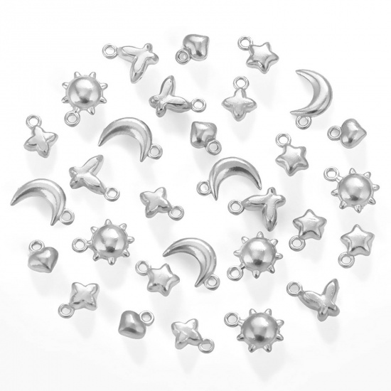 Picture of 5 PCs 304 Stainless Steel Mini Charms Silver Tone 3D