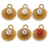 Immagine di 1 Pz Placcatura Sottovuoto PVD Ecologica 304 Acciaio Inossidabile Ciondoli Conchiglia Placcato Oro 18K Shell Imitazione Perla 18.5mm x 14mm