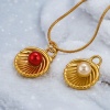 Immagine di 1 Pz Placcatura Sottovuoto PVD Ecologica 304 Acciaio Inossidabile Ciondoli Conchiglia Placcato Oro 18K Shell Imitazione Perla 18.5mm x 14mm