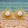 Immagine di 1 Pz Placcatura Sottovuoto PVD Ecologica 304 Acciaio Inossidabile Ciondoli Conchiglia Placcato Oro 18K Shell Imitazione Perla 18.5mm x 14mm