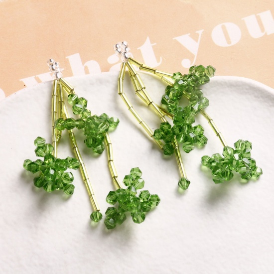 Picture of Iron Based Alloy & Glass Crochet Knitted Weaving Pendants Multicolor Flower 6cm x 2cm