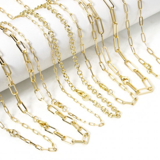 Imagen de 1 Piece Eco-friendly Brass Paperclip Chain Necklace 18K Real Gold Plated