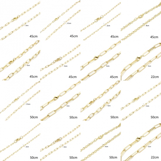 Imagen de 1 Piece Eco-friendly Brass Paperclip Chain Necklace 18K Real Gold Plated