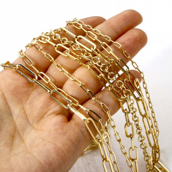 Imagen de 1 Piece Eco-friendly Brass Paperclip Chain Necklace 18K Real Gold Plated