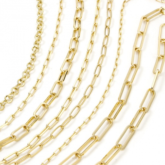 Imagen de 1 Piece Eco-friendly Brass Paperclip Chain Necklace 18K Real Gold Plated