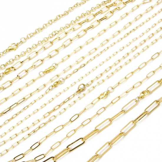 Imagen de 1 Piece Eco-friendly Brass Paperclip Chain Necklace 18K Real Gold Plated