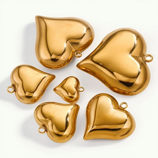 Picture of 304 Stainless Steel 3D Charms Heart Polished