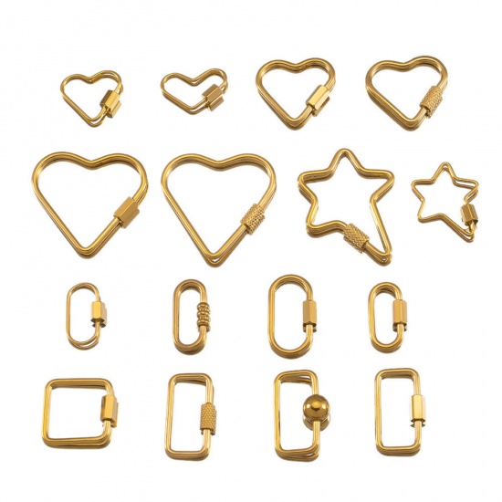 Immagine di 1 Piece Eco-friendly PVD Vacuum Plating 304 Stainless Steel Screw Clasps Geometric 18K Gold Plated Can Be Screwed Off