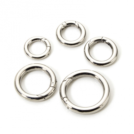 Immagine di 1 Piece 304 Stainless Steel Bolt Spring Ring Clasps Round Silver Tone Polished