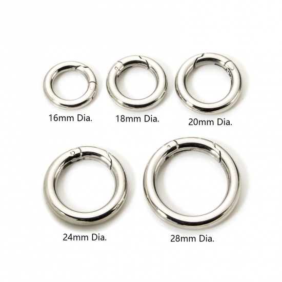 Immagine di 1 Piece 304 Stainless Steel Bolt Spring Ring Clasps Round Silver Tone Polished