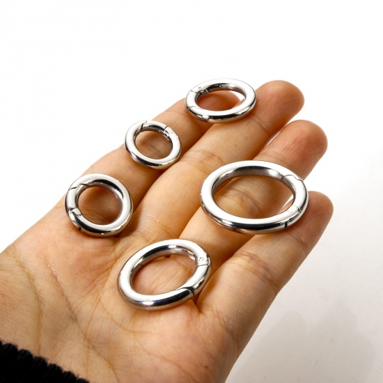 Immagine di 1 Piece 304 Stainless Steel Bolt Spring Ring Clasps Round Silver Tone Polished