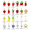 Image de 1 Pièce Breloques en 304 Acier Inoxydable & Lampwork Placage Sous Vide Écologique Collection Végétale Fraises Plaqué Or Véritable 18K Multicolore Piment 3D