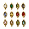 Immagine di 5 Pz Placcatura Sottovuoto PVD Ecologica 304 Acciaio Inossidabile Geometrico Pendenti Charms Connettori Olive Placcato Oro 18K Multicolore Strass 13mm x 6mm