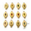 Immagine di 5 Pz Placcatura Sottovuoto PVD Ecologica 304 Acciaio Inossidabile Geometrico Pendenti Charms Connettori Olive Placcato Oro 18K Multicolore Strass 13mm x 6mm