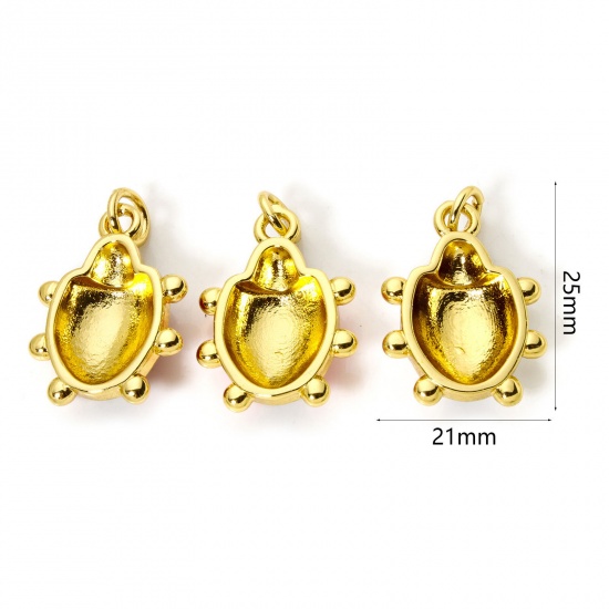 Imagen de 1 Piece Eco-friendly Brass Charms 18K Real Gold Plated Ladybug Animal Enamel 25mm x 15mm