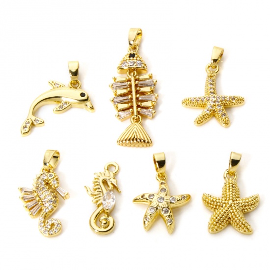 Imagen de 2 PCs Eco-friendly Brass Ocean Jewelry Charms 18K Real Gold Plated