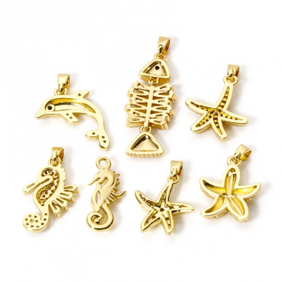 Imagen de 2 PCs Eco-friendly Brass Ocean Jewelry Charms 18K Real Gold Plated